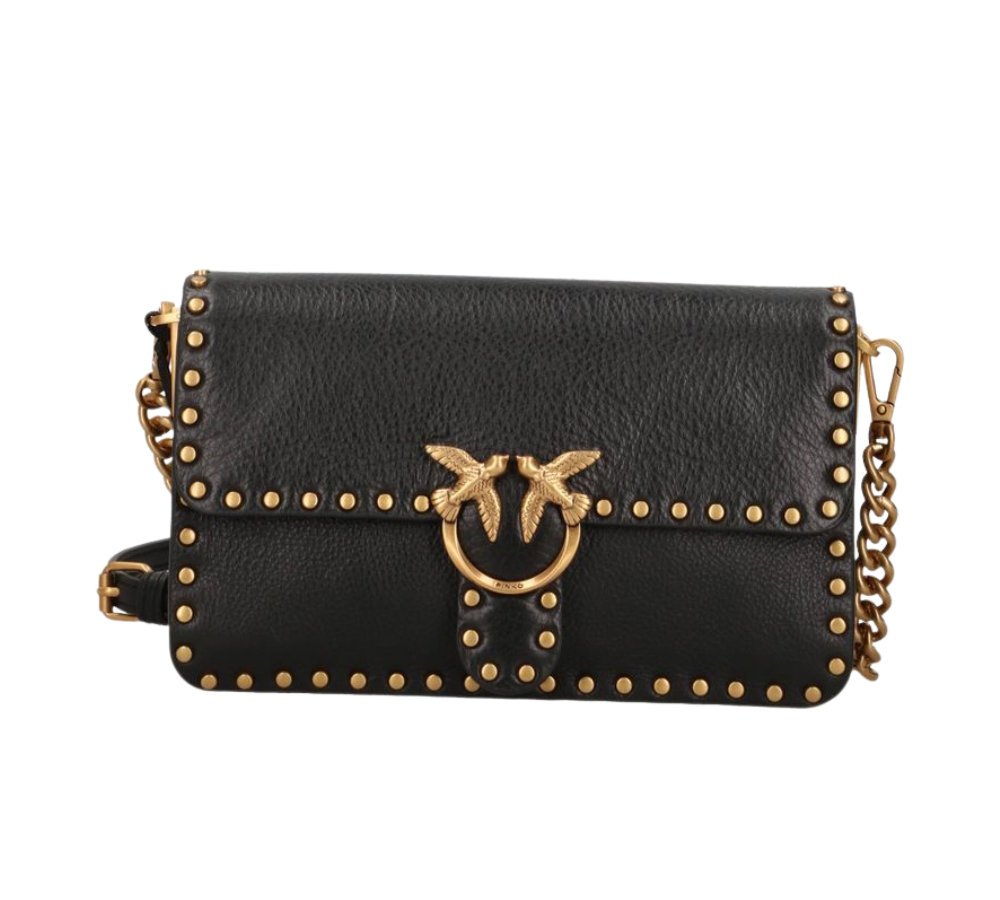 PINKO Czarna skórzana damska listonoszka Love One Slouchy CL
