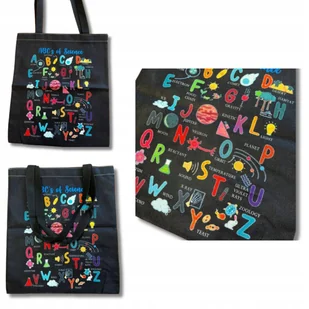 Bawełniana Torba Na Ramię Czarna Z Motywem Naukowym 40x35cm Alfabet - Torby i wózki na zakupy Bawełniana Torba Na Ramię Czarna Z Motywem Naukowym 40x35cm Alfabet - Torby i wózki na zakupy - miniaturka - grafika 1