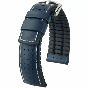 Niebiesko-czarny pasek skórzany 24 mm HIRSCH Tiger 0915075080-2-24 (L) RATY | GRATIS WYSYŁKA | GRATIS ZWROT DO  1 ROKU | 100% ORYGINAŁ!! - Akcesoria do zegarków - miniaturka - grafika 1