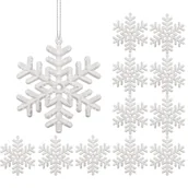 Bombki - Zawieszki choinkowe białe śnieżynki na choinkę 10 cm 12 szt. - miniaturka - grafika 1