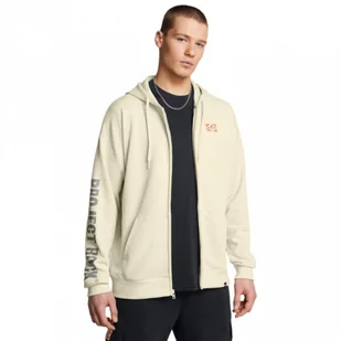 Męska bluza dresowa rozpinana z kapturem Under Armour Project Rock Heavyweight Tools Of The Trade Full-Zip - beżowa - UNDER ARMOUR - Bluzy sportowe męskie - miniaturka - grafika 1
