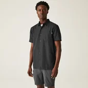 Koszule męskie - Regatta Męska koszula z krótkim rękawem Mindano VIII Szaro-czarny, Cotton, Rozmiar: S - miniaturka - grafika 1