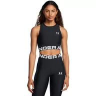 Koszulki sportowe damskie - Damski top treningowy Under Armour Heatgear Rib Tank - czarny - UNDER ARMOUR - miniaturka - grafika 1