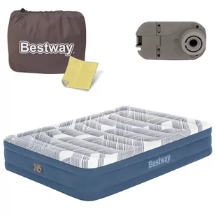 Materac dmuchany dwuosobowy do spania z wbudowaną pompką Bestway 203x152x36cm - Materace turystyczne - miniaturka - grafika 1