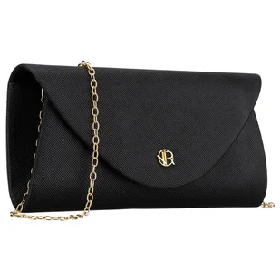 Brokatowa kopertówka damska wykonana z tkaniny syntetycznej w czarnym kolorze - Rovicky - Torebki damskie - miniaturka - grafika 1