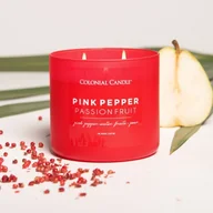 Świece - Sojowa świeca zapachowa w szkle 3 knoty Colonial Candle 411 g - Marakuja Różowy pieprz Pink Pepper Passionfruit - miniaturka - grafika 1