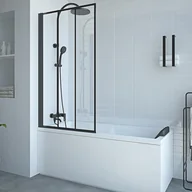 Parawany nawannowe - VENTE-UNIQUE Czarny matowy obrotowy parawan nawannowy w stylu industrialnym - 80 x 140 cm - DOLANA - miniaturka - grafika 1