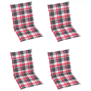 vidaXL Poduszki na krzesła, 4 szt., czerwona krata, 100x50x4 cm - Poduszki ogrodowe - miniaturka - grafika 1