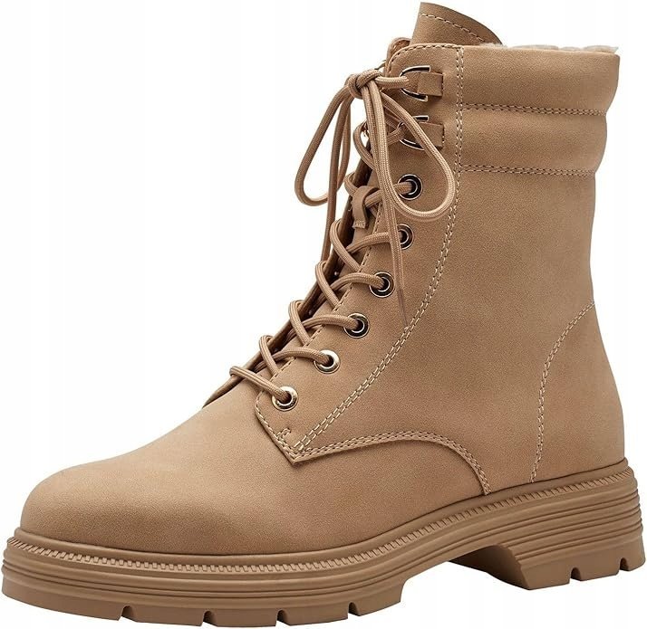 TAMARIS BEŻOWE BOTKI ZIMOWE Z OCIEPLENIEM I MATOWĄ SKÓRĄ 36 J8A