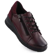 Półbuty damskie - Skórzane półbuty damskie na koturnie bordowe Vinceza 39964 - miniaturka - grafika 1