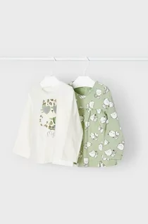 Bluzki dla dziewczynek - Mayoral longsleeve bawełniany dziecięcy (2-pack) kolor zielony - grafika 1