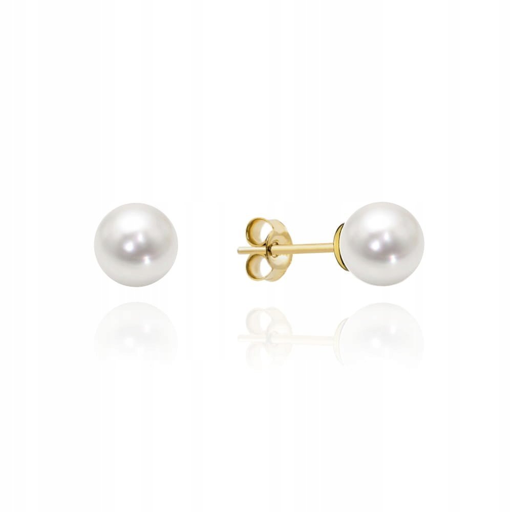 Złote 585 kolczyki z perłą na sztyfcie bardzo eleganckie i stylowe 14k