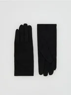 Czapki damskie - Reserved - Rękawiczki z imitacji zamszu - czarny - miniaturka - grafika 1