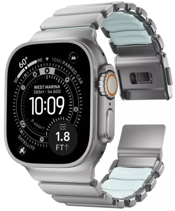 Nomad Stratos Band Titanium Icy Blue Glow FKM AW 45/46/49mm
