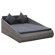 Sofy ogrodowe - vidaXL Leżanka ogrodowa, szara, 200 x 139 cm, rattan PE vidaXL - miniaturka - grafika 1