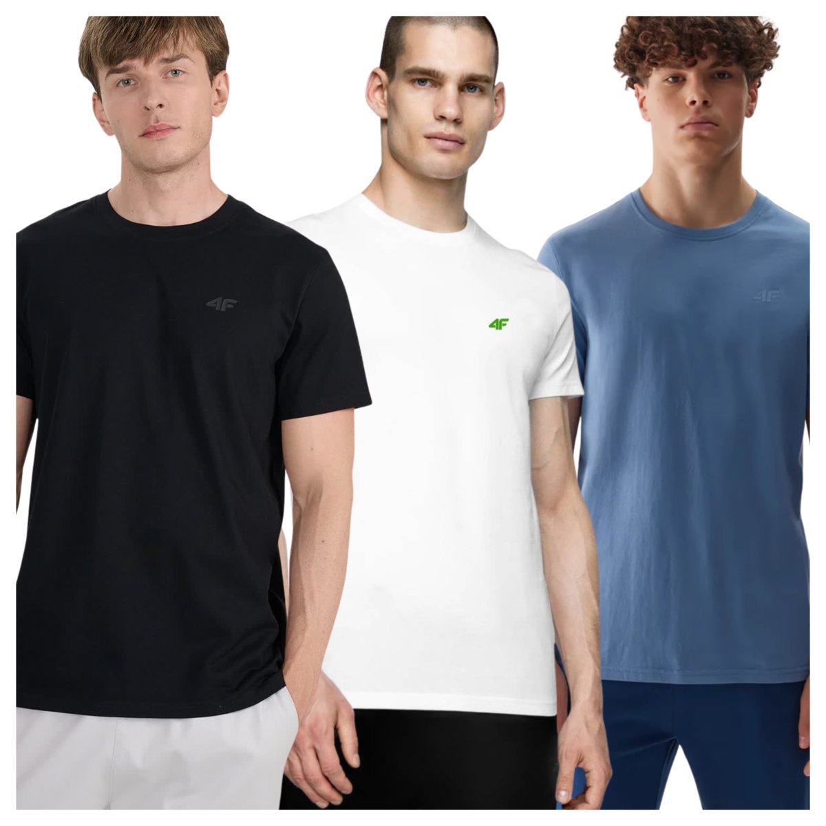 T-shirt męski (ZESTAW KOSZULEK 3 SZT.) 4F 4FWSS25TTSHM3965-93S Wielkokolorowy Roz. S