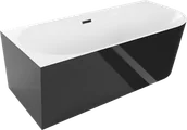 Wanny - Mexen Mia wanna wolnostojąca narożna lewa 170 x 80 cm, biała/czarna, przelew czarny - 52691708075L-70 - miniaturka - grafika 1