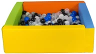 Suche baseny - Kwadratowy suchy basen z ekoskóry z 300 piłeczkami (żółty, zielony, niebieski, pomarańczowy/czarny, biały, transparentny, niebieski, szary) - miniaturka - grafika 1