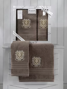Zestaw 2 ręczników frotte Pames Milky Brown 50x90+70x140 Karna Home - Ręczniki - miniaturka - grafika 1