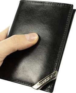 Rovicky Pionowy portfel męski ze srebrnym akcentem, skóra naturalna licowa Rovicky NoSize - Portfele - miniaturka - grafika 1