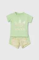 Dresy i komplety dla dziewczynek - adidas Originals komplet bawełniany dziecięcy kolor zielony - miniaturka - grafika 1