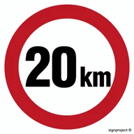 Systemy ekspozycyjne i znaki informacyjne - SA027 OGRANICZENIE PRĘDKOŚCI 20 KM, FN - FOLIA SAMOPRZYLEPNA; (600X600MM) - miniaturka - grafika 1