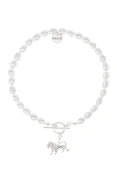 Bransoletki - Bransoletka z pereł ze srebrnym znakiem zodiaku Lew 17 cm - miniaturka - grafika 1
