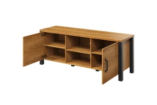 Komoda RTV z wnękami Olin 41 - dąb karmel / czarny supermat - Szafki RTV - miniaturka - grafika 4