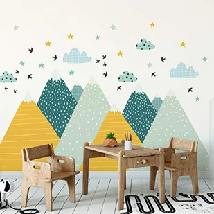 Naklejki ścienne dla dzieci, samoprzylepne, ogromne góry skandynawska dekoracja do pokoju dziecięcego, Ziska, 70 x 140 cm - Wyposażenie pokoiku dziecięcego - miniaturka - grafika 1