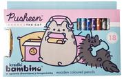 Kredki Bambino w drewnie 12 kolorów + temperówka Pusheen The Cat