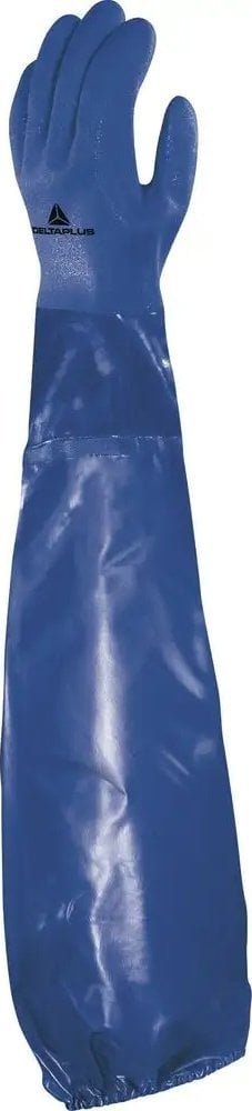 DELTA PLUS PETRO VE766 RĘKAWICE CHEMICZNE Z PVC NA WKŁADZIE Z BAWEŁNY, CAŁKOWICIE POWLEKANE, DŁ. 62 CM; NIEBIESKI