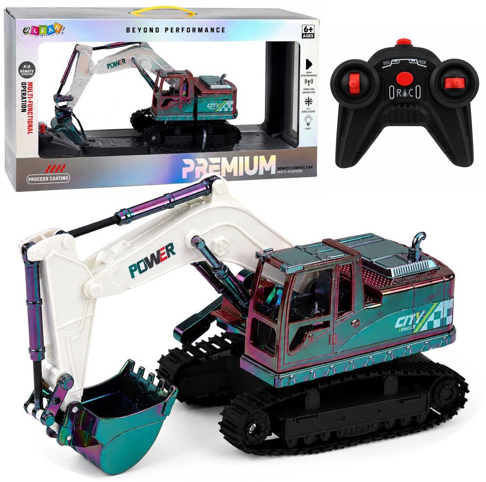 LeanToys Koparka gąsienicowa zdalnie sterowana RC ruchome ramię kameleon światła 1:14