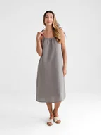 Sukienki - Lniana Sukienka FLORA MIDI true gray - miniaturka - grafika 1
