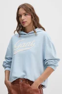 Bluzy damskie - Gant bluza bawełniana damska kolor niebieski z kapturem z aplikacją 4200489 - miniaturka - grafika 1