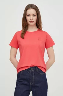 Koszulki sportowe damskie - Pepe Jeans t-shirt bawełniany damski kolor czerwony - grafika 1