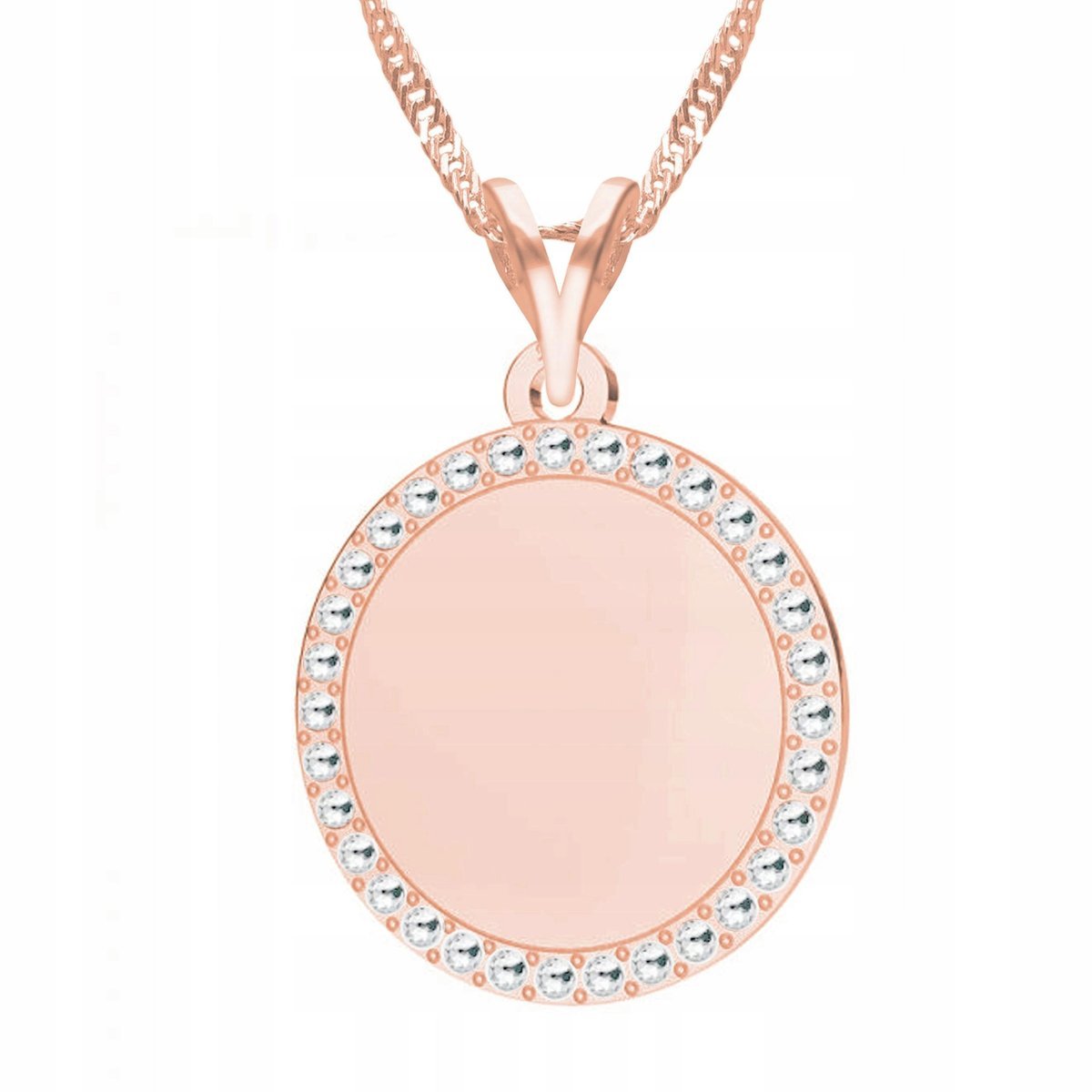 Naszyjnik Pozłacany Kółko Kryształki Okrąg Geometryczny Cyrkonie SREBRO 925