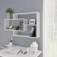 Półki do salonu - vidaXL Półki ścienne, wysoki połysk białe, 104x24x60 cm, płyta wiórowa vidaXL - miniaturka - grafika 1