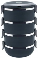 Termosy - Termos obiadowy menażka lunch box 4cz. 2,8l czarny - miniaturka - grafika 1