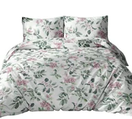 Pościel - Pościel bawełniana 160x200 biała zielona pudrowa kwiaty zapinana na suwak KARO Bawełna Max - miniaturka - grafika 1