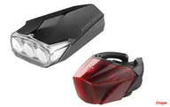 Lampki rowerowe - Zestaw oświetlenia Kross Lumi SET II, przód 3LED, tył, black - miniaturka - grafika 1