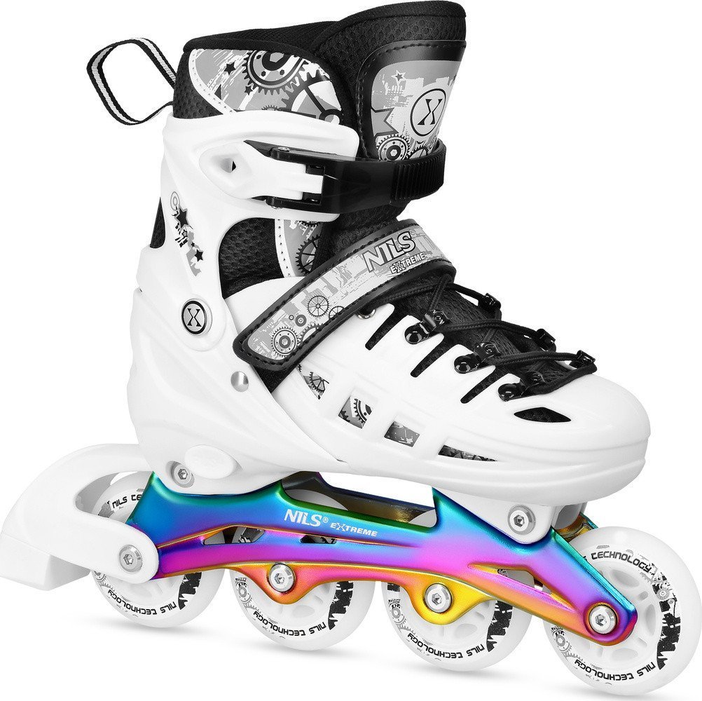 Łyżworolki, wrotki, łyżwy hokejowe, wrotko-rolki świecące LED z wymienną płozą 4w1 Nils Extreme NH10905 rozmiar M 35-38