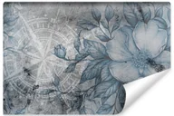 Tapety - Fototapeta Dekoracja ścienna z modnym efektem 3D Do Sypialni ABSTRAKCJA Kwiaty Liście Kompas Beton 360x240cm - miniaturka - grafika 1