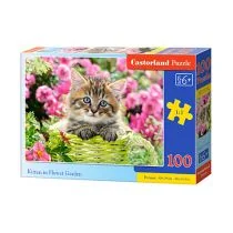 Castorland Puzzle 100 elementów. Kitten in flower garden - Puzzle - miniaturka - grafika 2