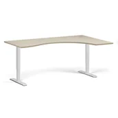 Stoły i stoliki do biura - Stół z regulacją wysokości, 1 silnik, 745 - 1235 mm, ergonomiczny L/P, blat 1800 x 1200 mm, podstawa biała, dąb naturalny - miniaturka - grafika 1