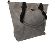 Torebki damskie - Torebka Damska Shopper Z Przegrodą Duża Szara Torba Na Ramię, Miejski Styl - miniaturka - grafika 1
