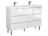 Szafki łazienkowe - Szafka Stojąca Z Umywalką ETH 120 cm DUO - Biały Wysoki Połysk - miniaturka - grafika 1