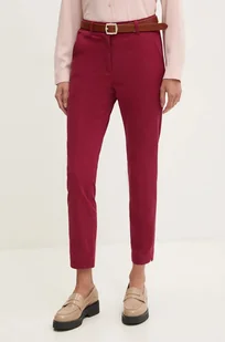 Sisley spodnie damskie kolor bordowy proste medium waist 4AI655AH6 - Spodnie damskie - miniaturka - grafika 1