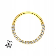 Kolczyki - złoty CLICKER TYTANOWY z cyrkoniami Crystal 1,2/8 mm - miniaturka - grafika 1