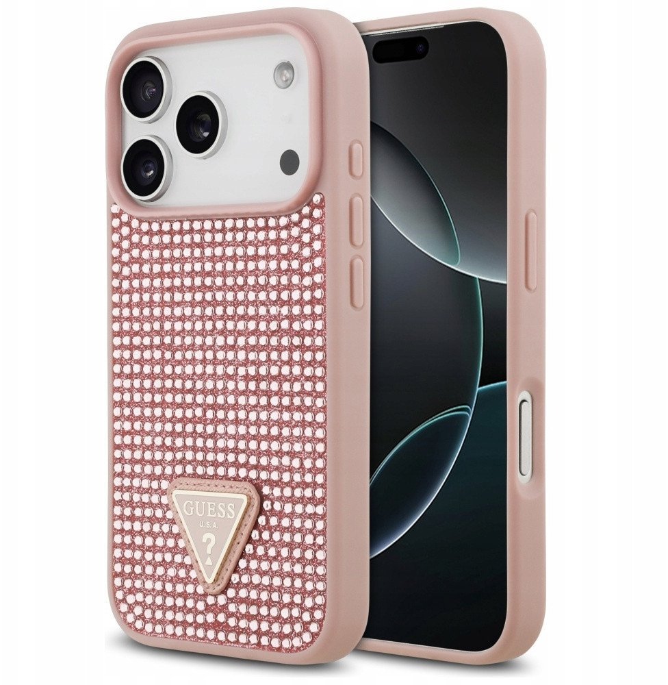 Etui Guess Rhinestone Triangle Logo do iPhone 17 Pro różowy
