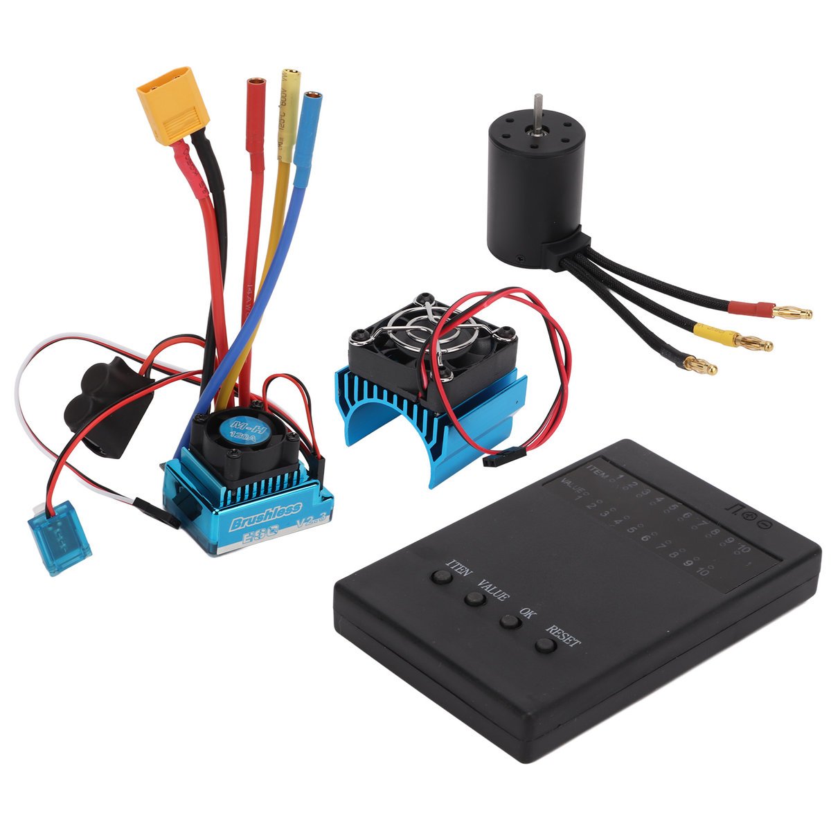 Silnik bezszczotkowy 3650 2300 kV 120 A, regulator bezszczotkowy XT60, wtyczka